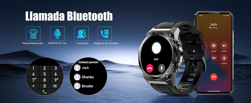 Tabla comparativa de los modelos de smartwatch Oukitel, incluyendo BT10, BT20, BT30, BT50 y BT60, destacando sus características y especificaciones
