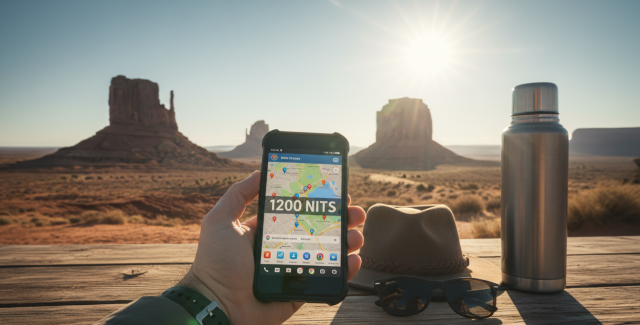 Movil con pantalla visible al sol