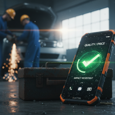 Un móvil rugerizado calidad precio Oukitel en un entorno de trabajo real, demostrando su resistencia al agua y a los golpes.