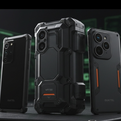 Gama completa de móviles rugerizados Oukitel 2026 alineados, mostrando el WP60, WP100 Titan y WP33 Pro.
