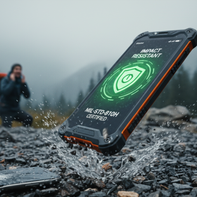 Smartphone Oukitel WP60 sumergido en agua cristalina realizando una fotografía subacuática de arrecifes.