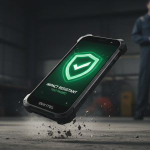 Un móvil anti golpes Oukitel WP60 rebotando intacto contra una superficie de hormigón tras una caída de 1.5 metros.