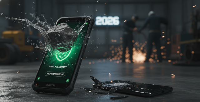 Comparativa visual oukitel vs blackview mostrando un móvil Oukitel WP60 resistiendo agua y golpes frente a un modelo convencional.