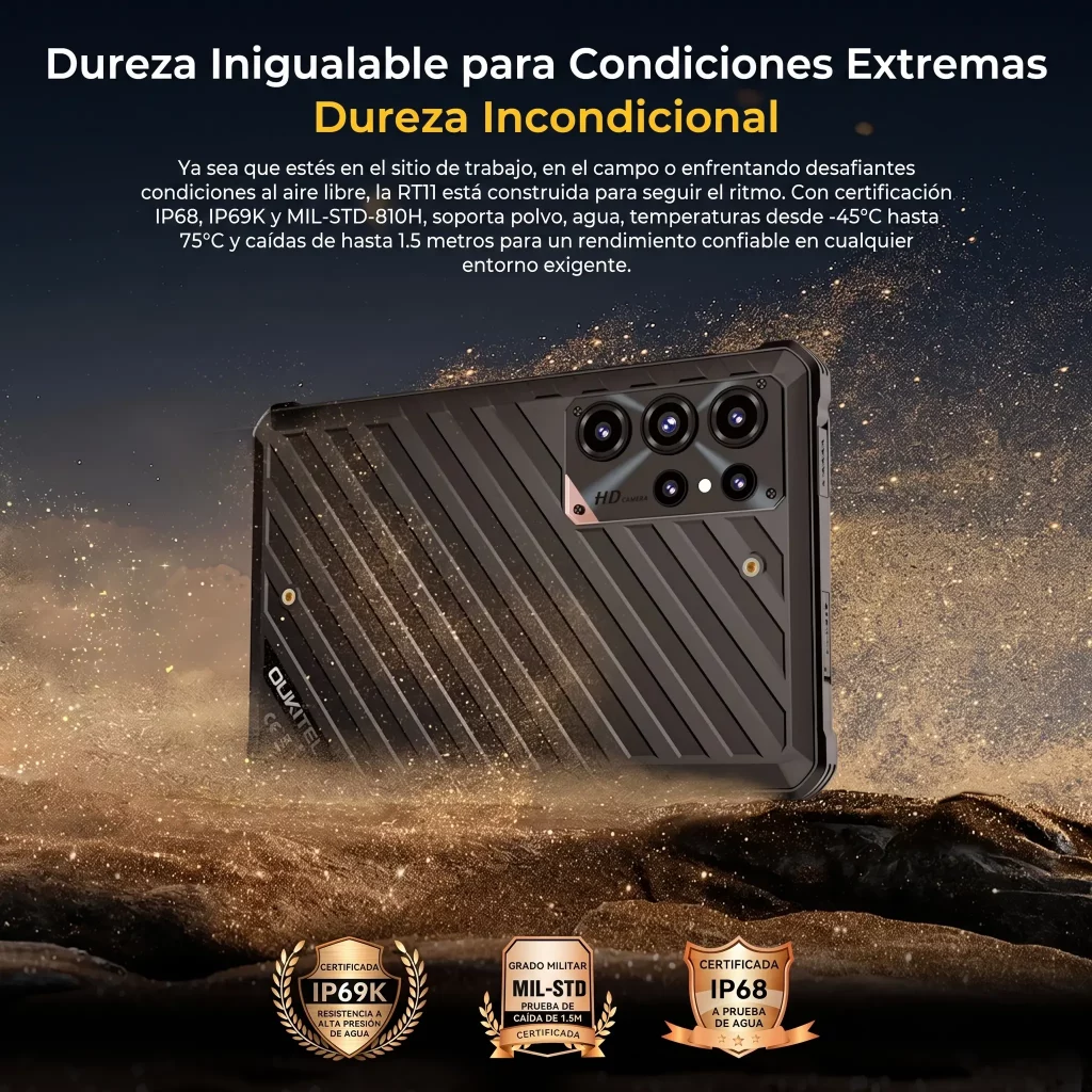 Certificaciones IP68, IP69K y MIL-STD-810H de la Oukitel RT11